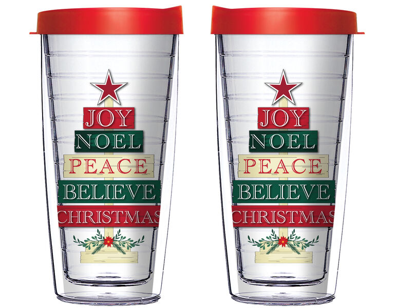 28oz Sport Tumbler - Joy Noel Peace Believe Christmas w/ Gray Lid ST-12638