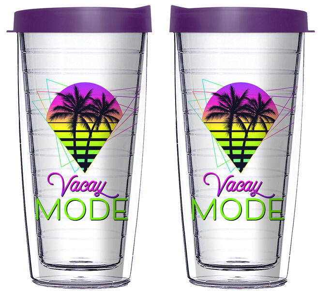 Vacay Mode Tumbler with Black Lid - 18oz Handle Mug