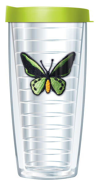 18oz Handle Mug - Green Butterfly Patch w/ Black Lid 06-218