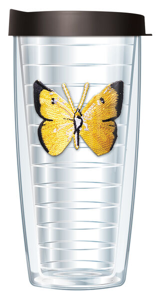 16oz Short Tumbler - Yellow Butterfly Patch without lid 01-220