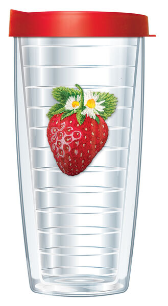 16oz Short Tumbler - Strawberry Patch without lid 01-231