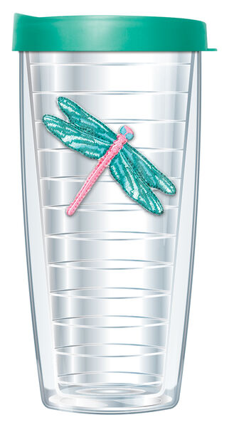 28oz Mega Tumbler - Turquoise Dragonfly Patch w/ Teal Lid H2-271