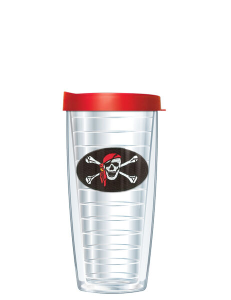 22oz Tumbler - Jolly Roger Patch w/ Red Lid 08-309