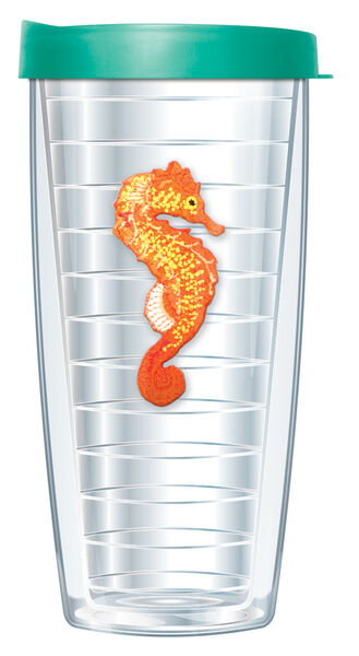 22oz Tumbler - Sea Horse Patch w/ Teal Lid 08-343