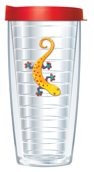 16oz Tumbler - Gecko-Yellow w/ Red Lid 02-353