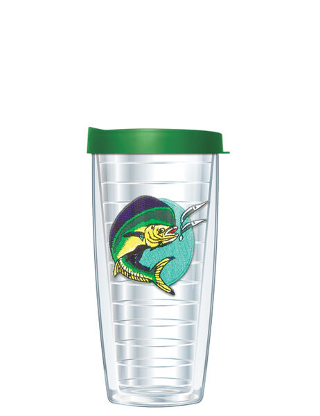 16oz Tumbler - Mahi Mahi Patch w/ Emerald Green Lid 02-356