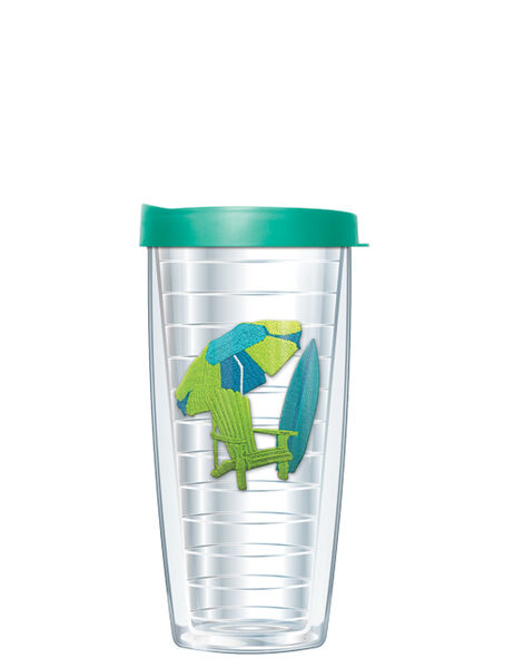 16oz Tumbler - Green & Turquoise Chair Patch w/ Teal Lid 02-372