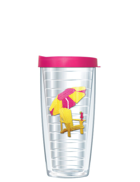 22oz Tumbler - Yellow & Pink Chair Patch w/ Pink Lid 08-373