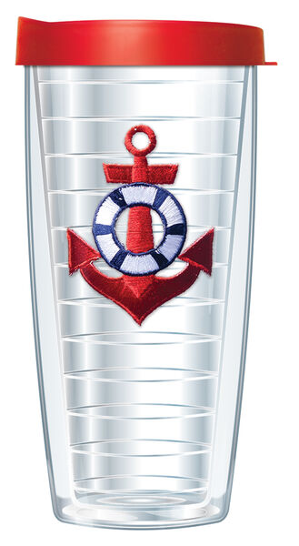 16oz Short Tumbler - Red Anchor Patch without lid 01-417