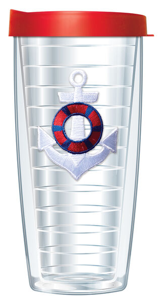 16oz Short Tumbler - Anchor White Patch without lid 01-420