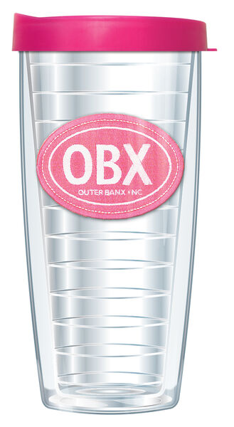 24oz Flareside Tumbler - OBX (Outer Banks) White on Pink Patch w/ Black Lid 24F-566