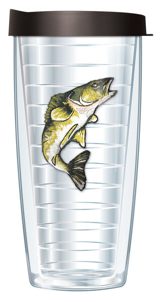 16oz Tumbler - Walleye Patch w/ Black Lid 02-607