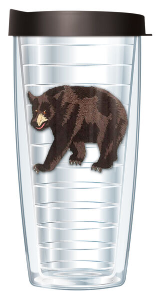 16oz Tumbler - Black Bear Patch w/ Black Lid 02-627