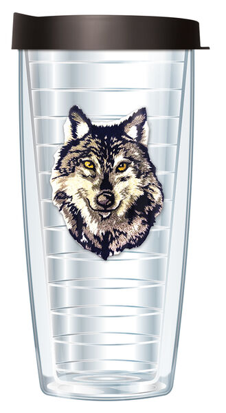 16oz Tumbler - Wolf Patch w/ Black Lid 02-632