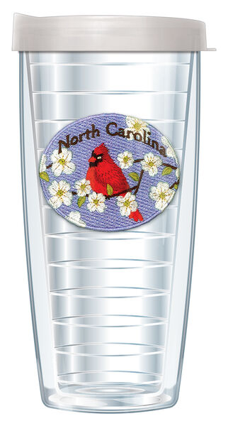 18oz Handle Mug - North Carolina Cardinal Patch w/ Black Lid 06-905