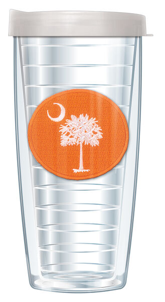 16oz Tumbler - Orange Palmetto Crescent Patch w/ Clear Lid 02-908