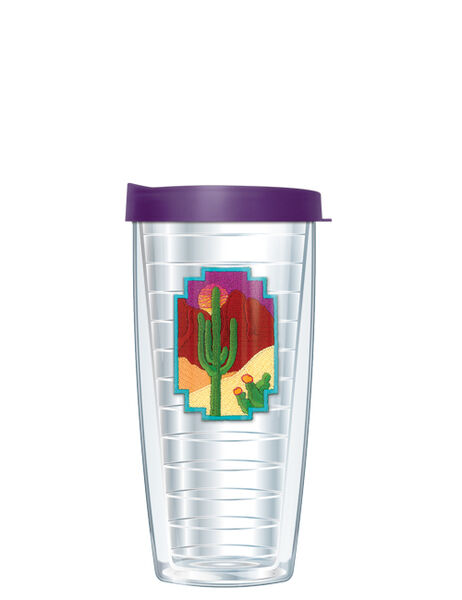 16oz Tumbler - Desert Scene Patch w/ Purple Lid 02-914