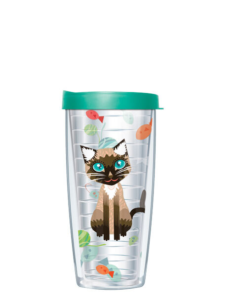 16oz Short Tumbler - Cynthia the Cat without lid 01-ANI-CAT