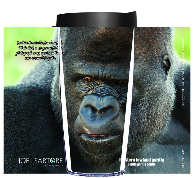 28oz Mega Tumbler - Western Lowland Gorilla w/ Black Lid H2-ANI053-00008