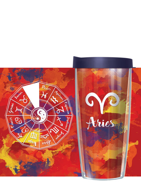 24oz Flareside Tumbler - Astrology Signs Aries w/ Blue Lid 24F-AST1