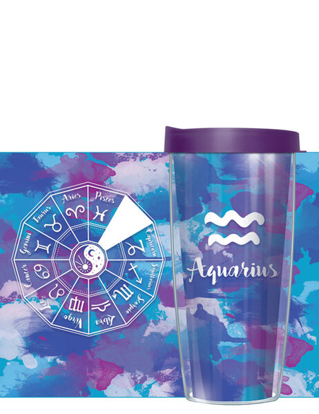 24oz Flareside Tumbler - Astrology Signs Aquarius w/ Black Lid 24F-AST11