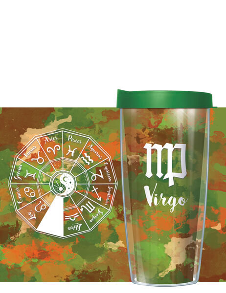 22oz Tumbler - Astrology Signs Virgo w/ Emerald Green Lid 08-AST6