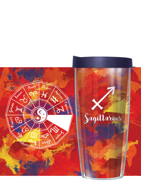 22oz Tumbler - Astrology Signs Sagittarius w/ Navy Lid 08-AST9