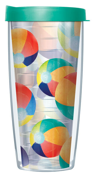 22oz Tumbler - Beach Balls w/ Teal Lid 08-BBL