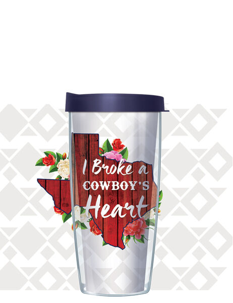 28oz Mega Tumbler - I Broke a Cowboy's Heart w/ Navy Lid H2-BCK