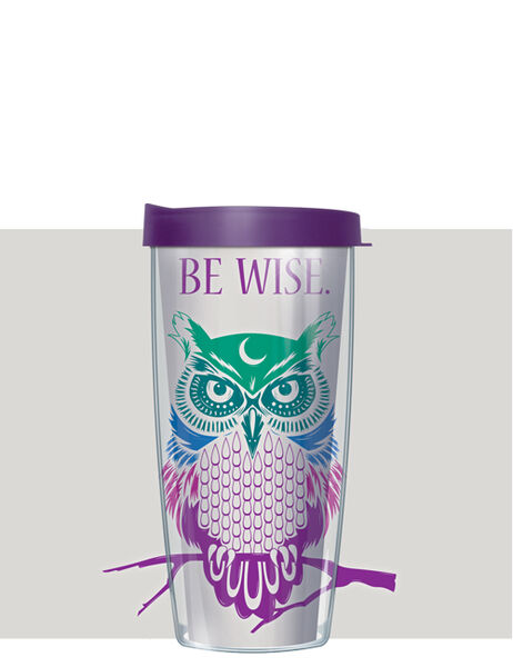 16oz Short Tumbler - Be Wise Owl without lid 01-BEW