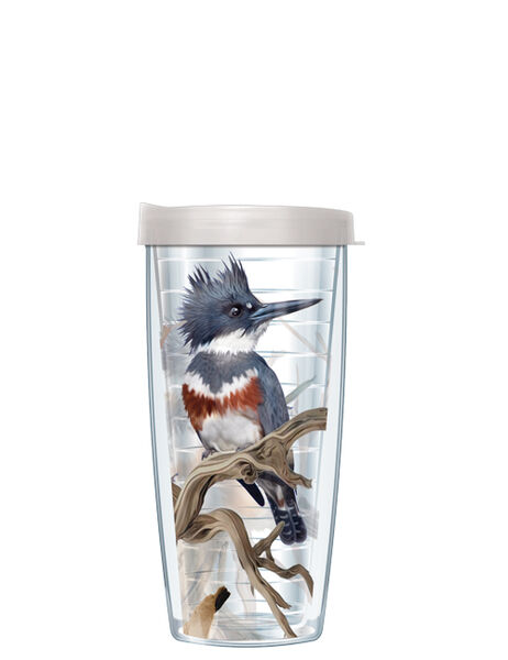 16oz Tumbler - Belted Kingfisher w/ Clear Lid 02-BIR12