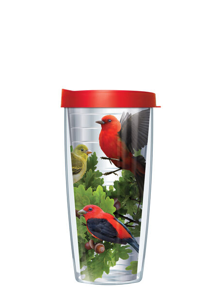 22oz Tumbler - Scarlet Tanager w/ Red Lid 08-BIR14