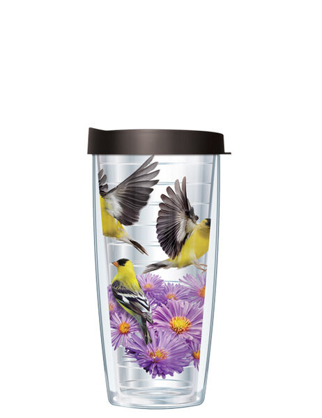 18oz Handle Mug - Finches w/ Black Lid 06-BIR6