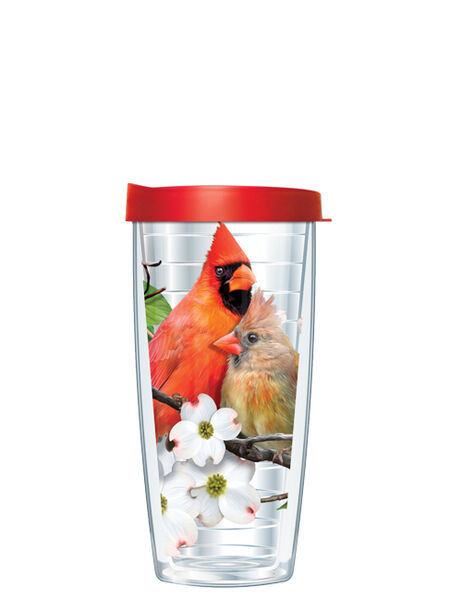 28oz Mega Tumbler - Cardinals on Dogwood w/ Red Lid H2-BIR9