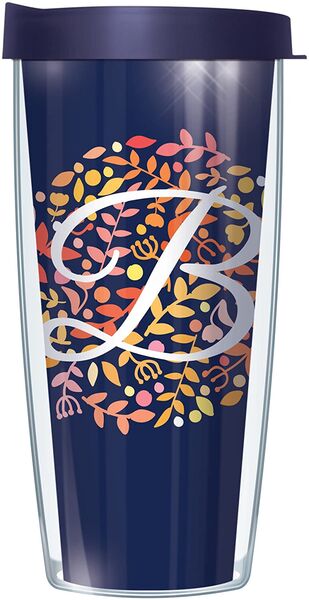 24oz Flareside Tumbler - Script Letter B on Navy Floral w/ Blue Lid 24F-BNL655LS2-B