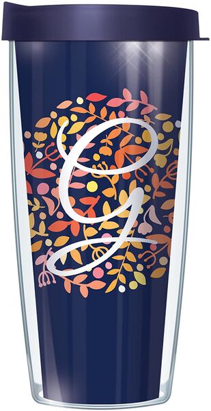 28oz Sport Tumbler - Script Letter G on Navy Floral w/ Gray Lid ST-BNL655LS2-G