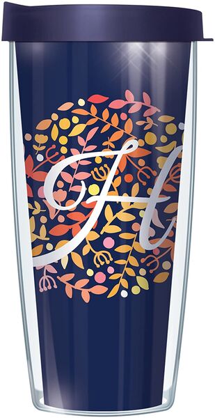 28oz Sport Tumbler - Script Letter H on Navy Floral w/ Gray Lid ST-BNL655LS2-H