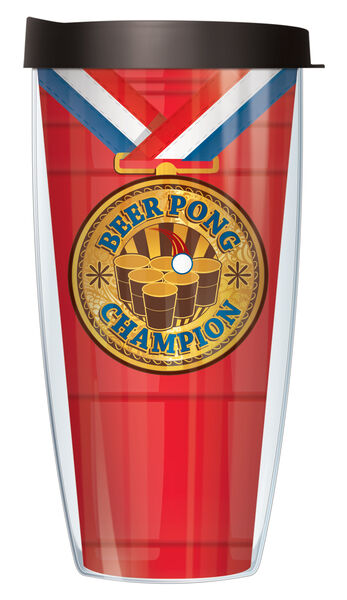 16oz Short Tumbler - Beer Pong Champion without lid 01-BPC