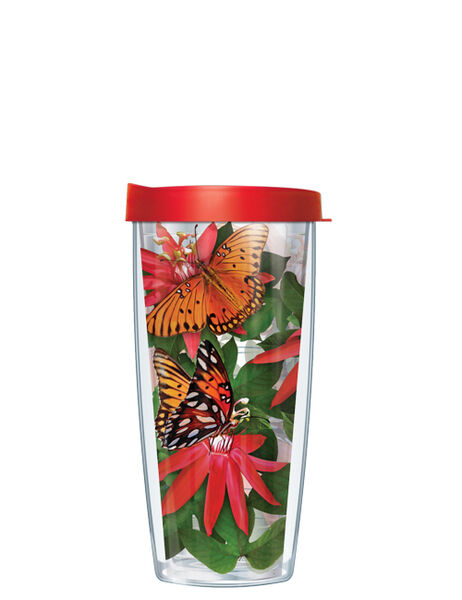 24oz Flareside Tumbler - Gulf Fritillary Butterflies w/ Red Lid 24F-BUT5