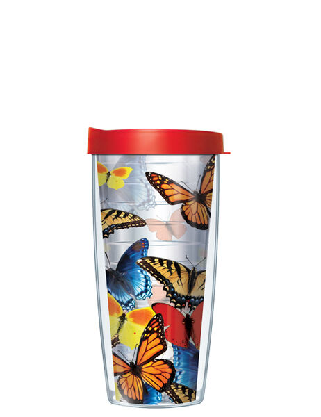 24oz Flareside Tumbler - Varied Butterflies w/ Red Lid 24F-BUT6