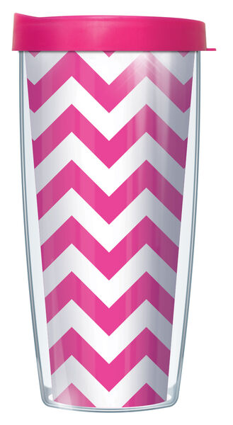 28oz Sport Tumbler - Pop Chevron on Pink #219 w/ Gray Lid ST-CHV219