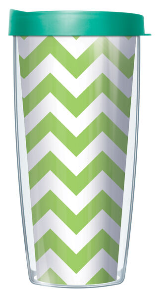 16oz Short Tumbler - Pop Chevron on Green #375 without lid 01-CHV375