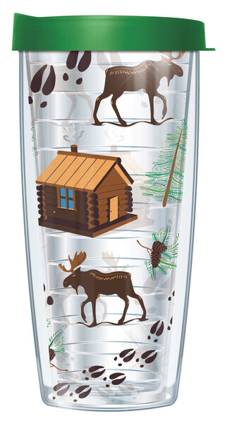 24oz Flareside Tumbler - Camping-Cabin & Moose w/ Black Lid 24F-CMP2