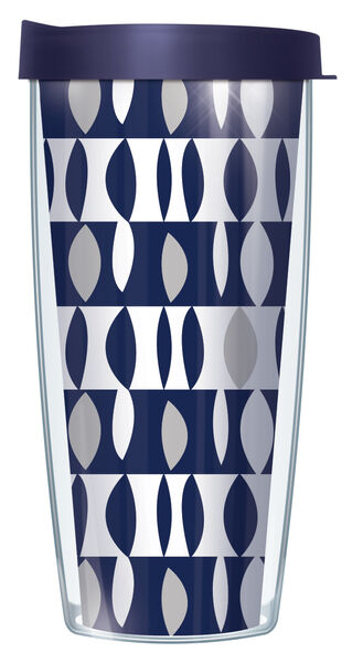 22oz Tumbler - Contempo-Navy & White w/ Navy Lid 08-CON2