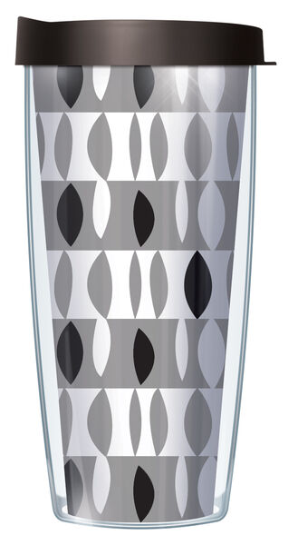 28oz Mega Tumbler - Contempo-Gray & White w/ Black Lid H2-CON4