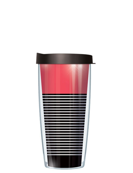 28oz Mega Tumbler - Coral on Pinstripes w/ Black Lid H2-CPN