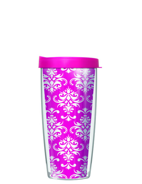 28oz Sport Tumbler - Pink Damask w/ Gray Lid ST-DAM219