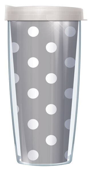 28oz Mega Tumbler - Marilyn's Dots on Gray #006 w/ Clear Lid H2-DOT006