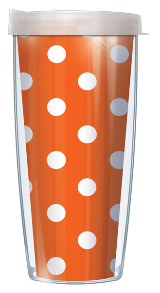 16oz Short Tumbler - Marilyn's Dots on Orange #020 without lid 01-DOT020