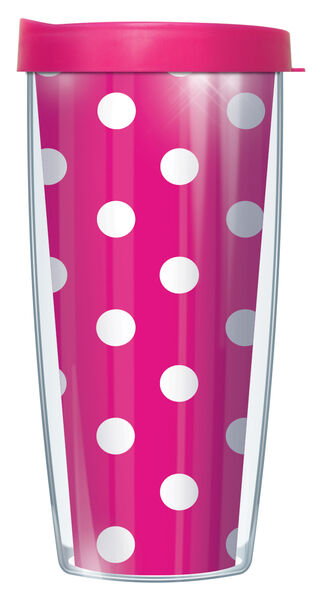 22oz Tumbler - Marilyn's Dots on Pink #219 w/ Pink Lid 08-DOT219